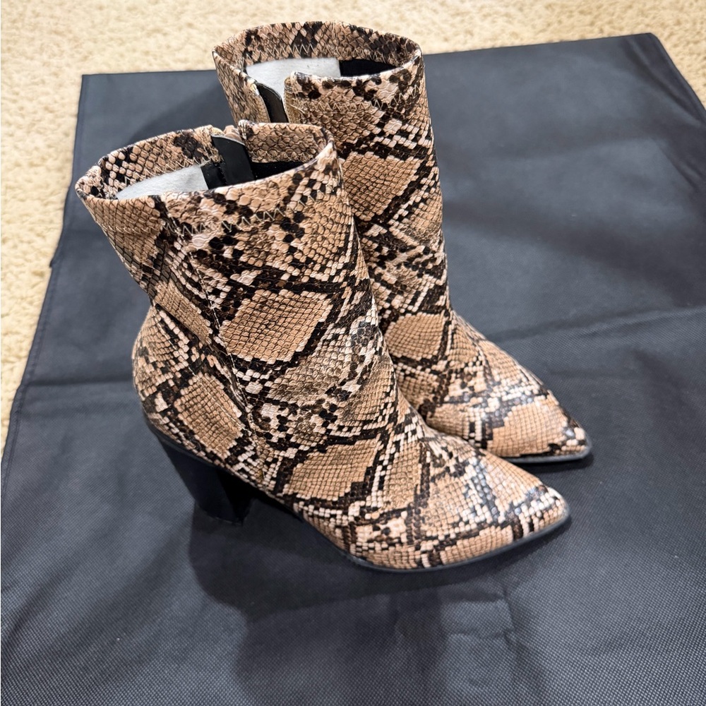 Lulu's Brown Snakeskin Heeled Boots